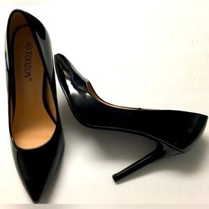 Toozon Patent Leather Pointy Toe Heels Pumps Size 9 Black